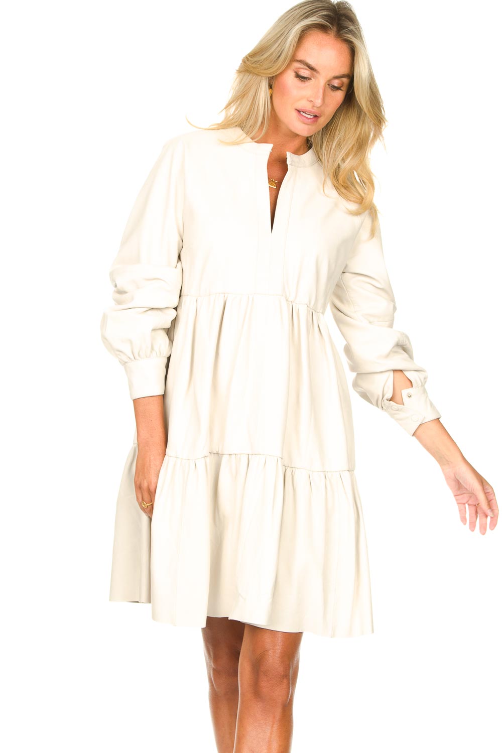Lamb leather dress Debbie | white... | Ibana | Little Soho