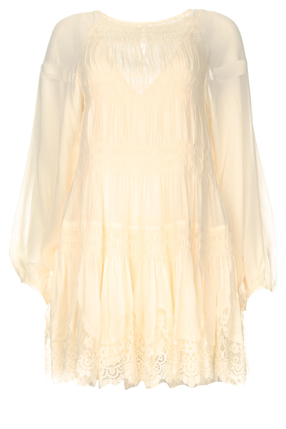 Smocked dress with lace Dalia | natural... | Magali Pascal | Little Soho