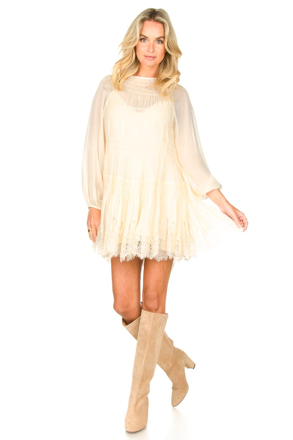 Look Smocked dress with lace Dalia