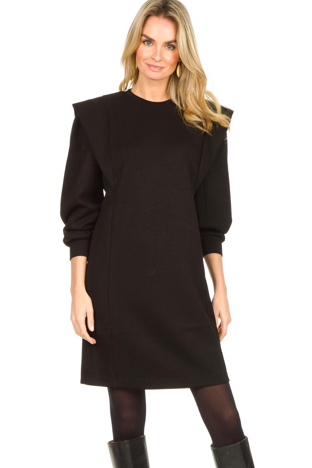 sanne mini dress black Sweater with shoulder details | black... | Aaiko Mesh dress