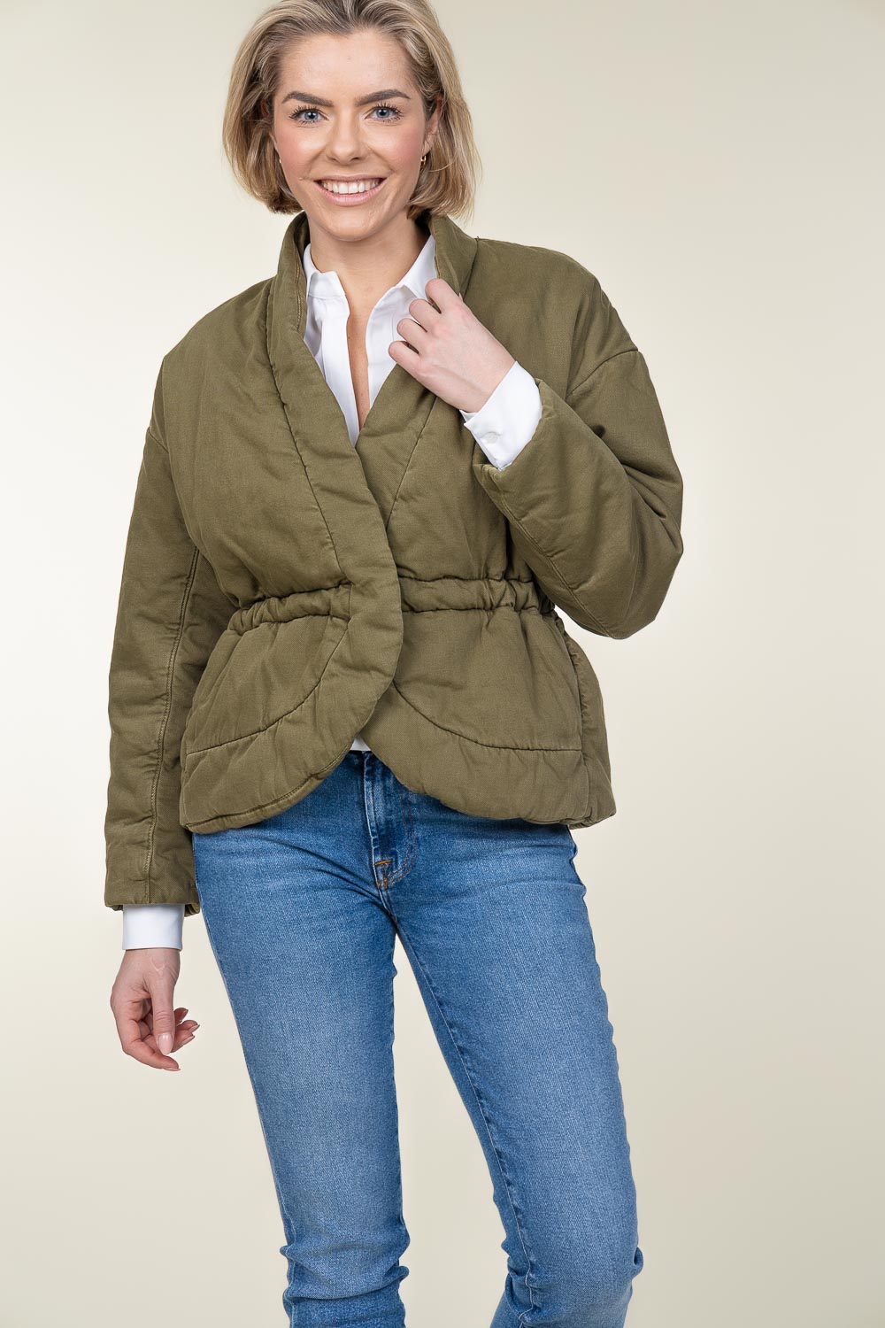 Shawl neck jacket Caly | green | ba&sh | Little Soho