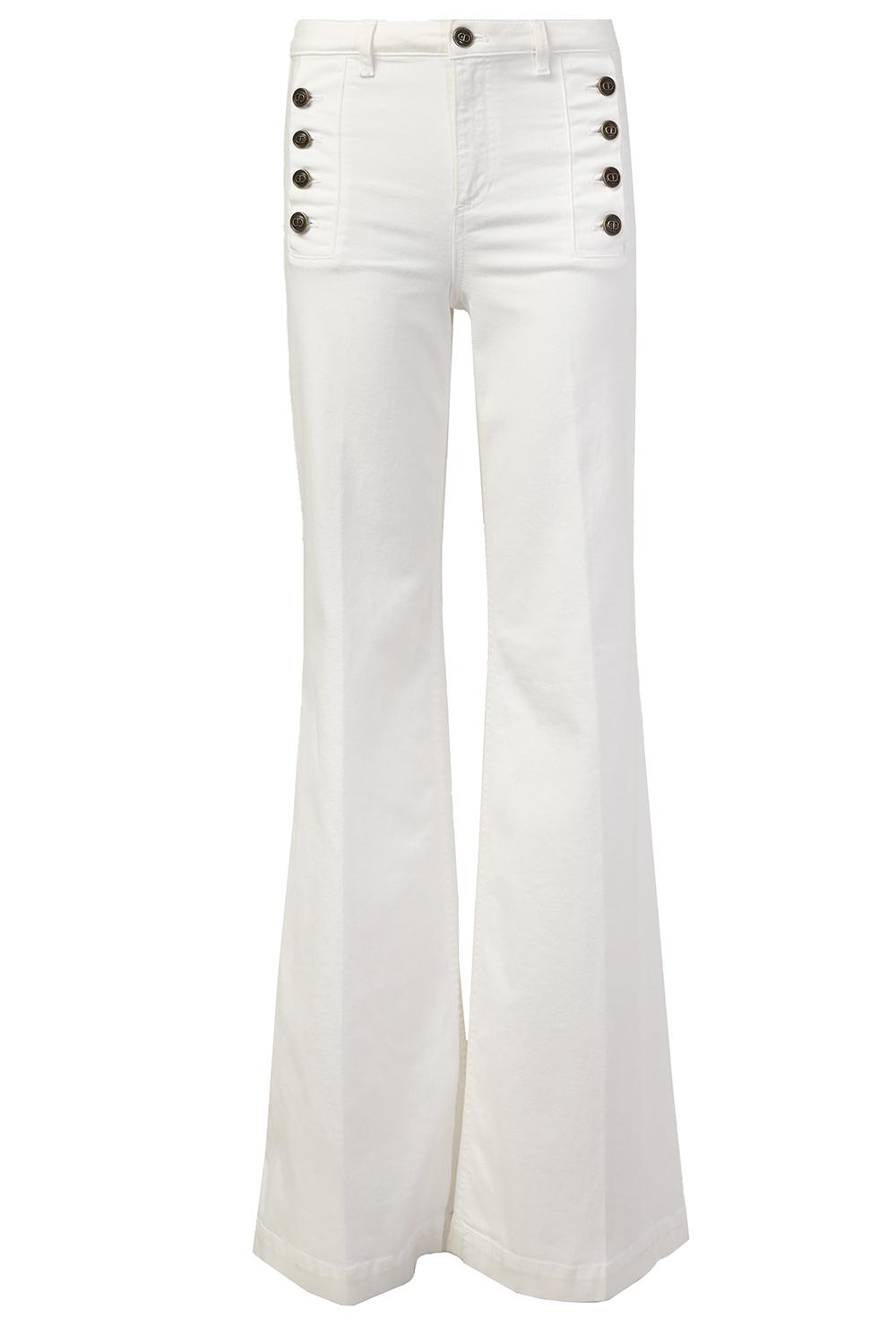 Twinset Wide leg denim met knopen Tara wit
