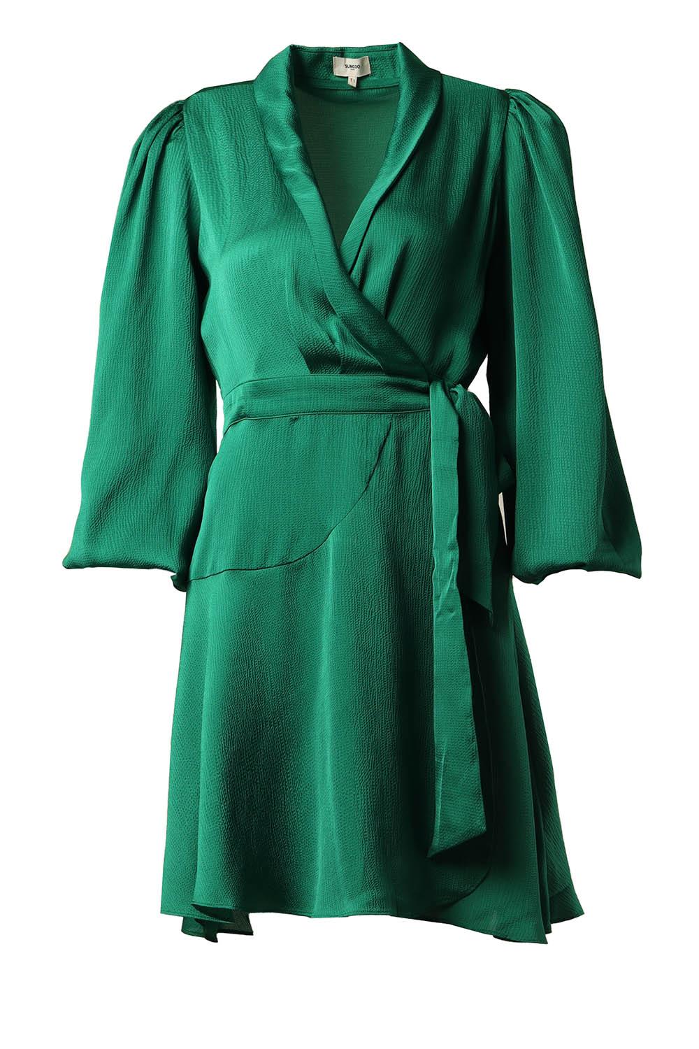 Suncoo Satijnen overslag jurk Clun groen