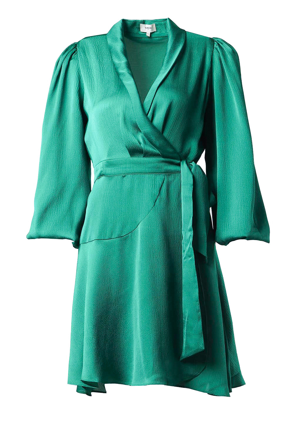 Suncoo Satijnen overslag jurk Clun groen