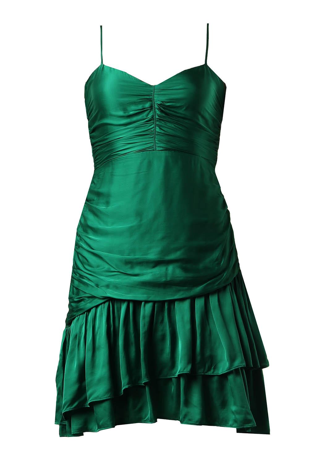 Suncoo Satijnen viscose jurk Cordoue groen