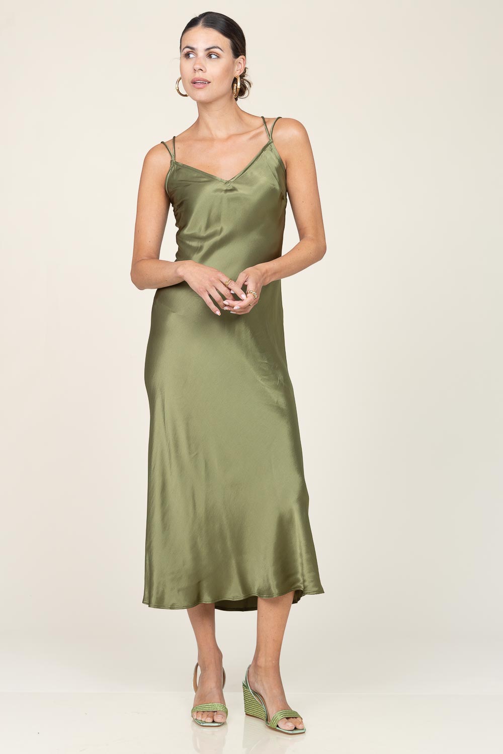 Satin dress Zena | green... | Greek Archaic Kori | Little Soho
