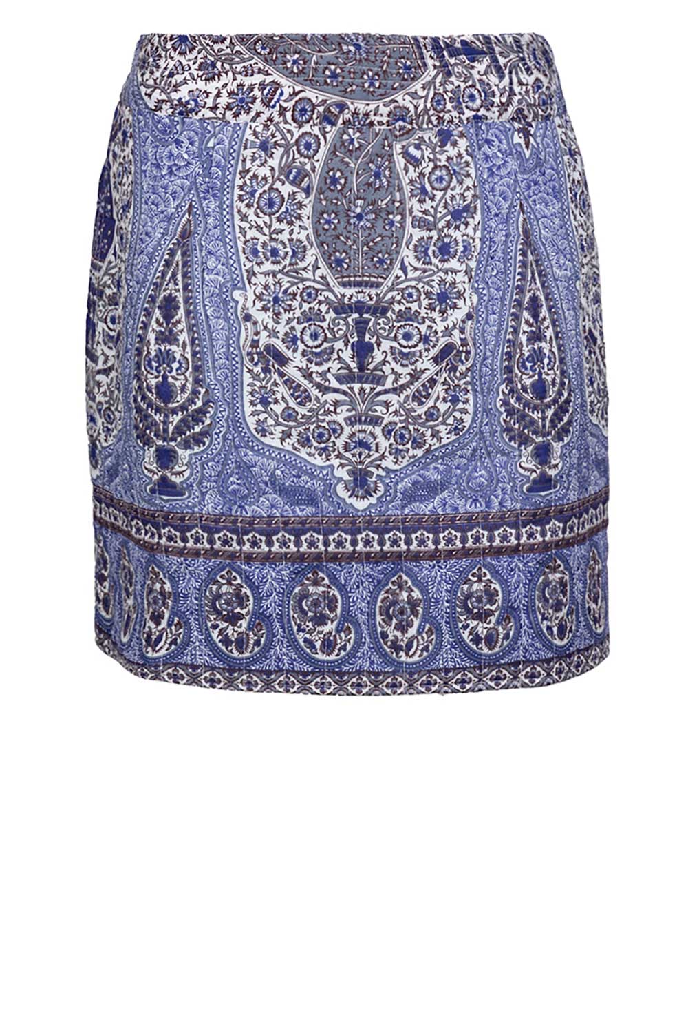 Antik batik Katoenen paisley print rok Tajar blauw