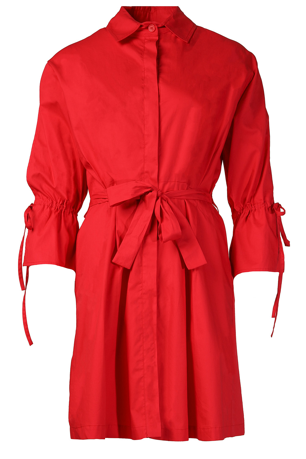 Liu Jo Poplin doorknoop jurk met zakken Valderice rood
