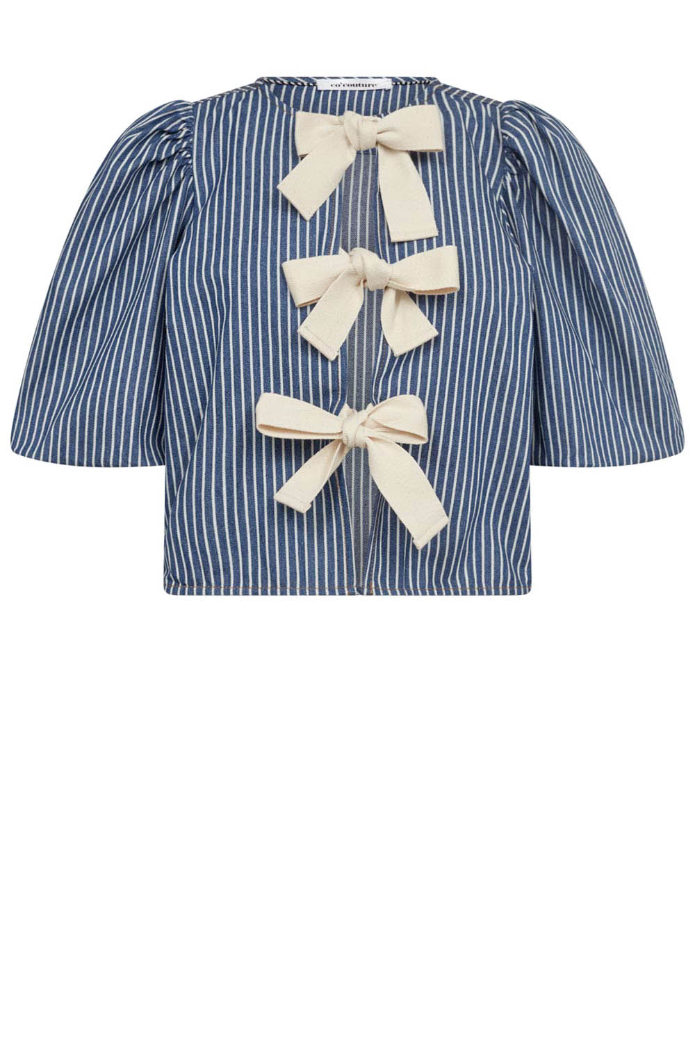 Co'Couture Gestreepte top met strikdetails Billy blauw