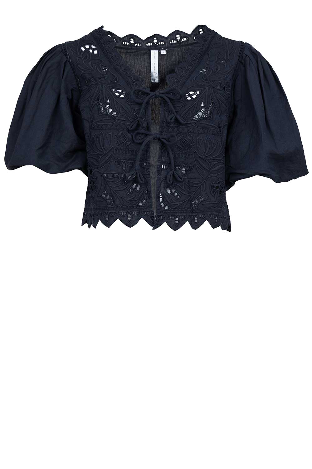 Linen top with openwork details Palermo | black... | Scarlett Poppies |  Little Soho