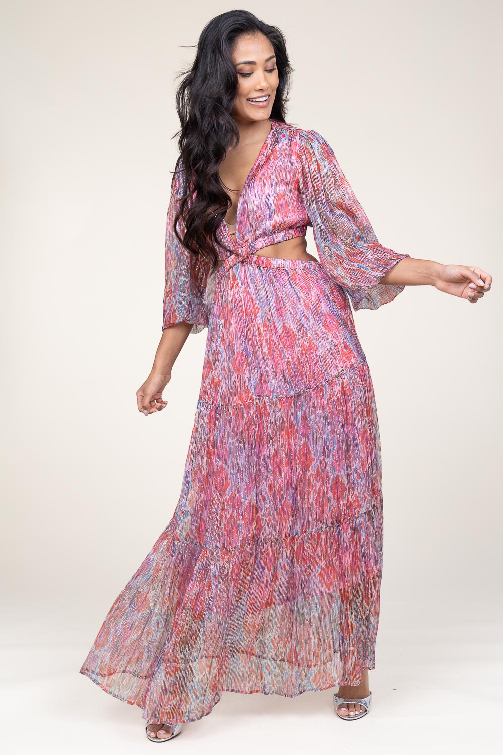 Lurex maxi dress Rainbow | pink... | Berenice | Little Soho