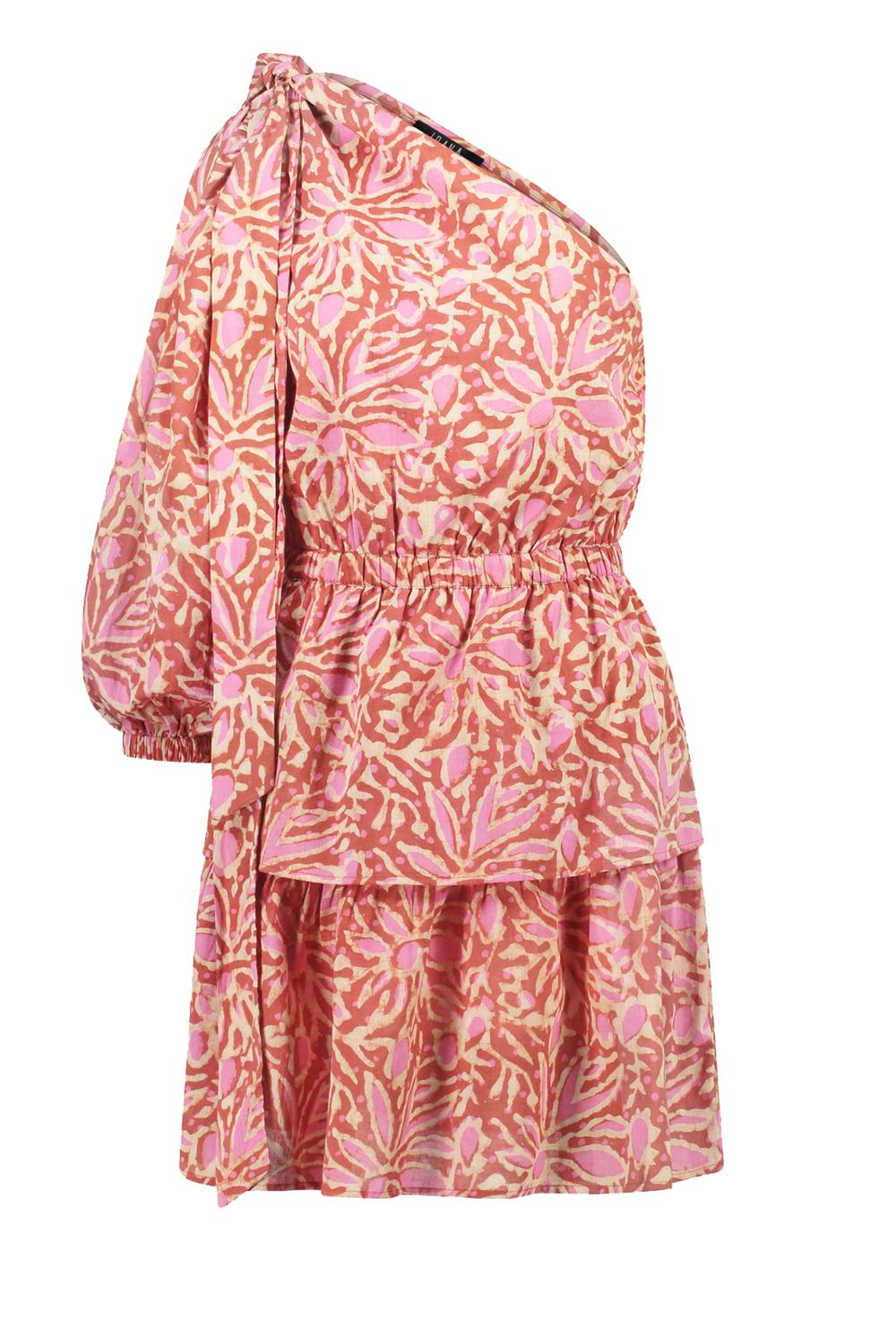 Ibana Katoenen one-shoulder jurk Daffi roze