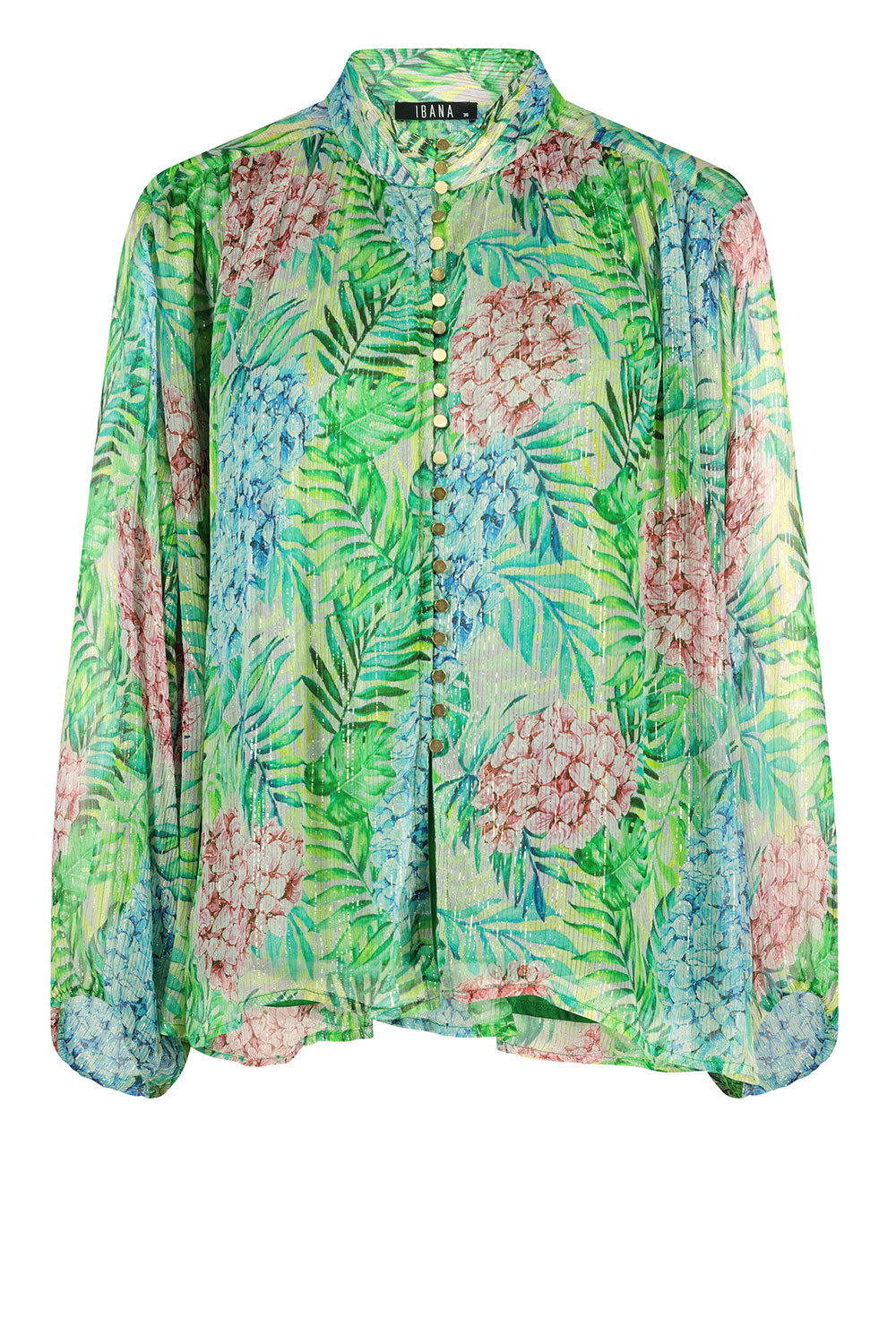 Ibana Lurex blouse met print Talici groen