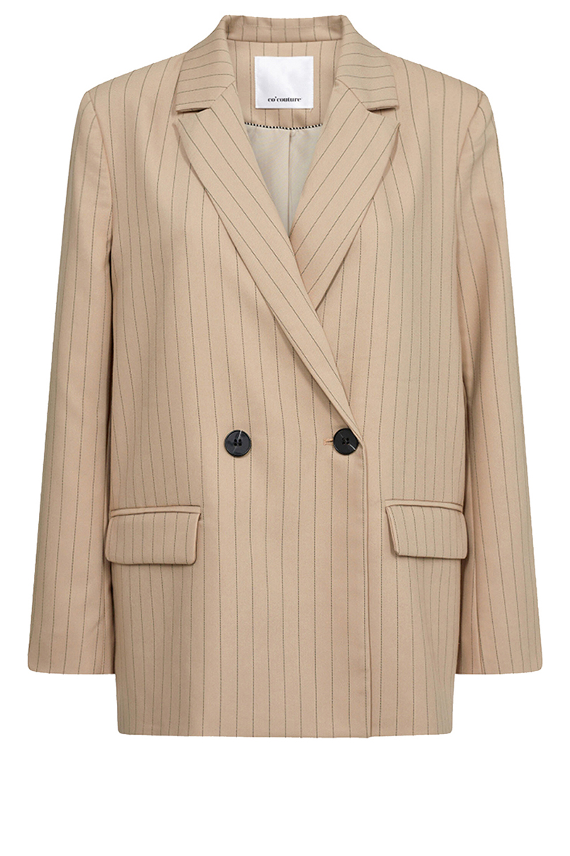 Co'Couture Stijlvolle Pin Blazer in Beige Dames