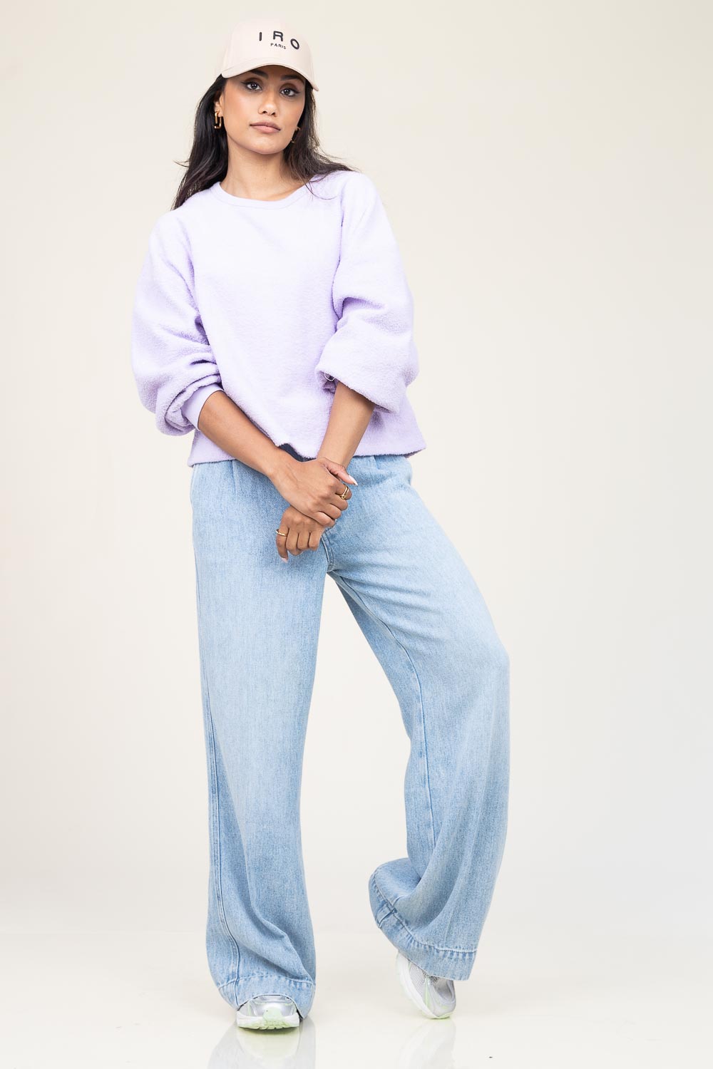 Look Pleated non stretch wide leg jeans Abyss