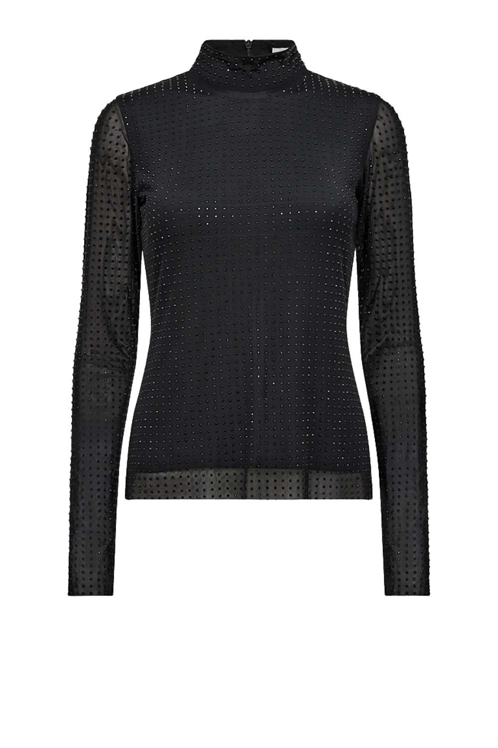 Copenhagen Muse Mesh top met strass steentjes Torno zwart
