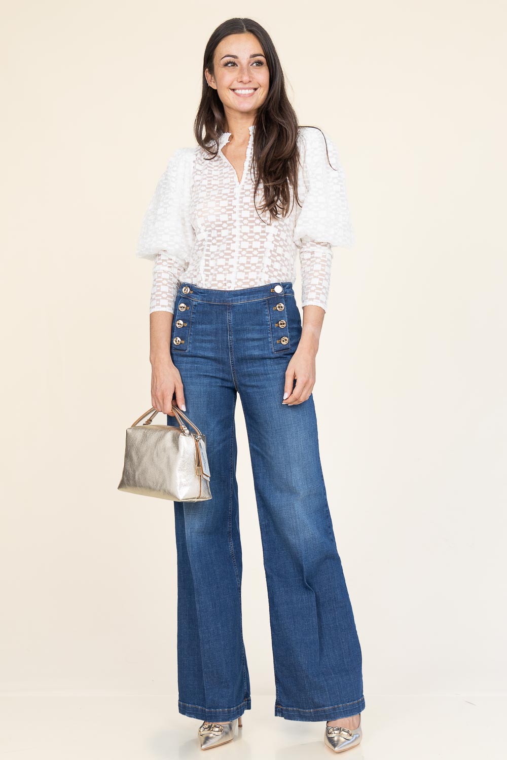 Look Chiffon top with puffed sleeves Elinor
