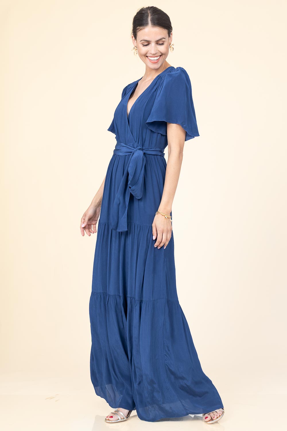 Maxi dress with bow belt Natalia | blue... | ba&sh | Little Soho