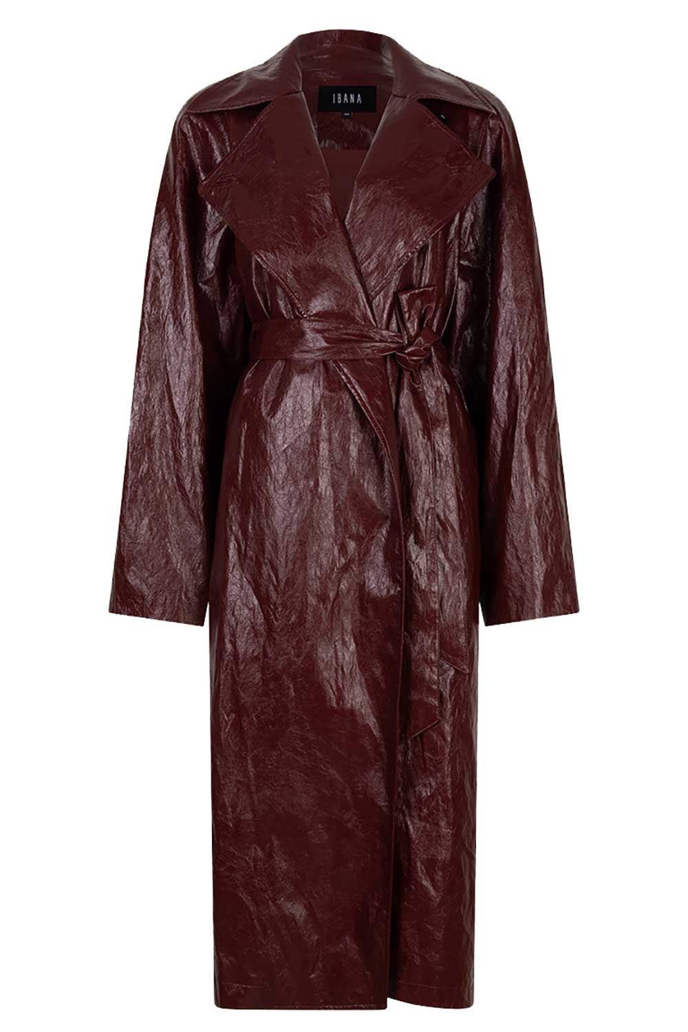 Ibana Oversized faux lakleren jas Chaim bordeaux