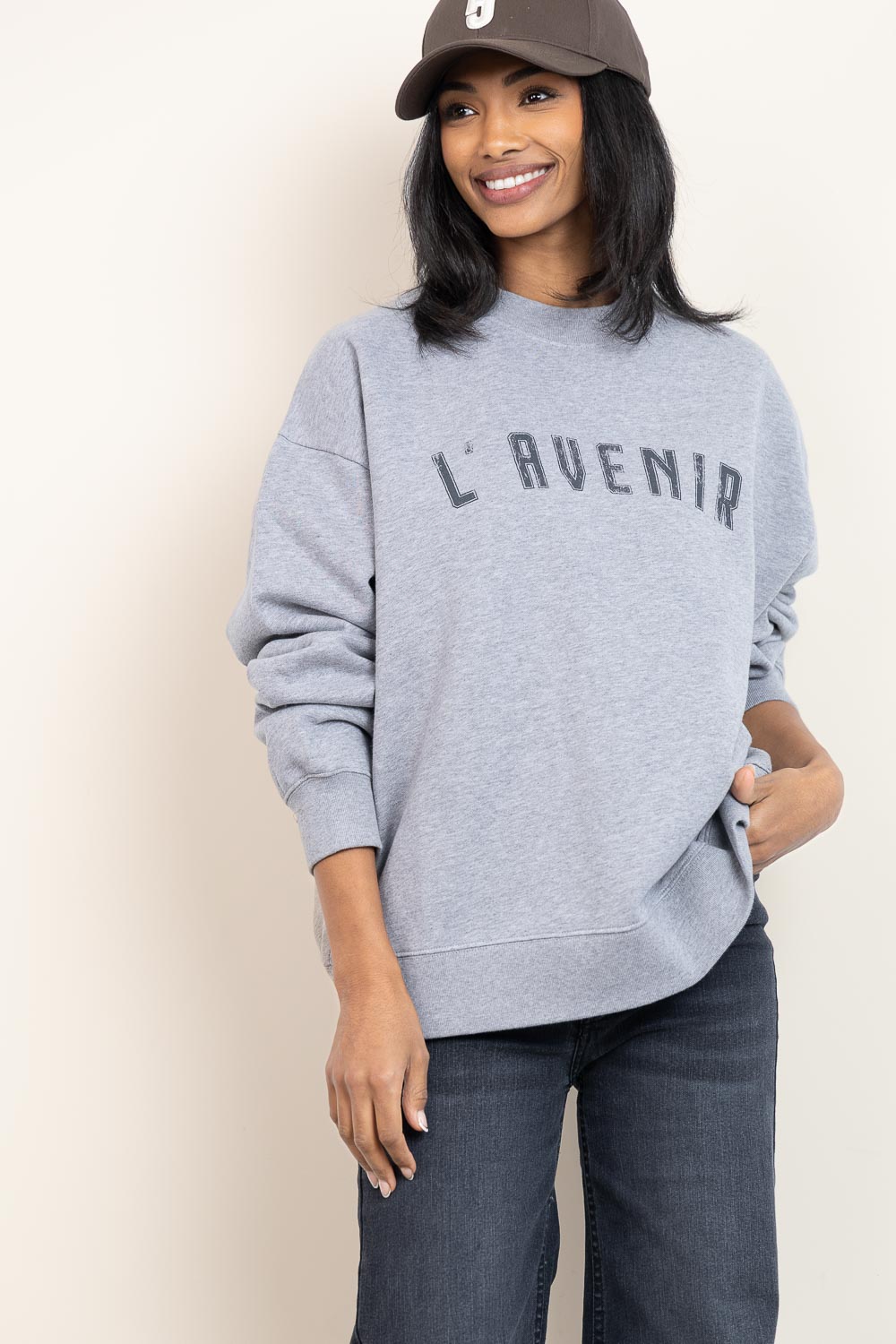 Sweater met logo Miyu | grijs | Club L'avenir | Little Soho