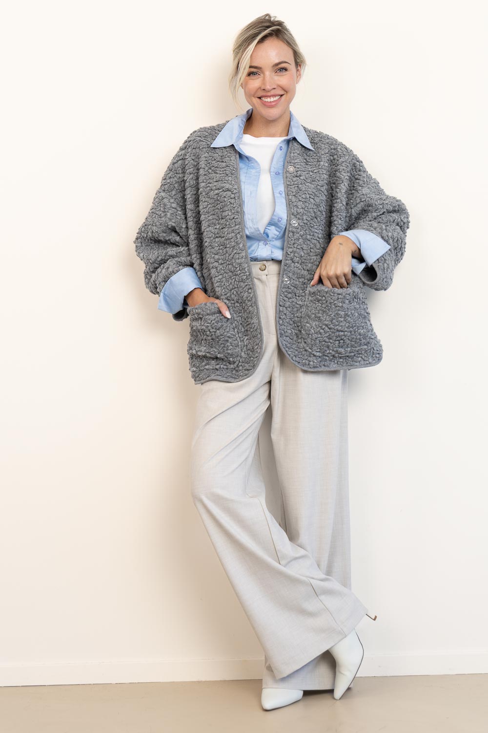 Teddy jacket Athena | grey | Club L'avenir | Little Soho