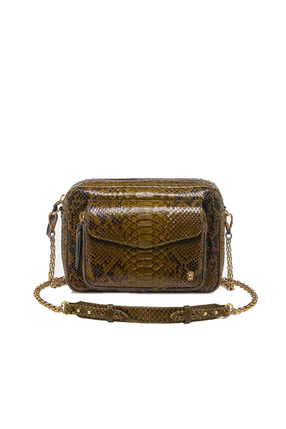 Claris Virot Python Charly Dark Kaki Schoudertas Green Dames
