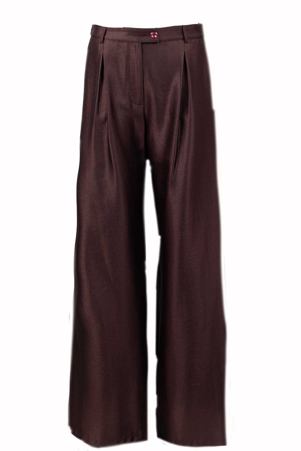 STUDIO AR Eco viscose wide leg pantalon Annis bordeaux