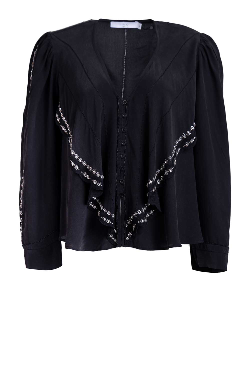IRO Top met borduursels en ruches Milado zwart