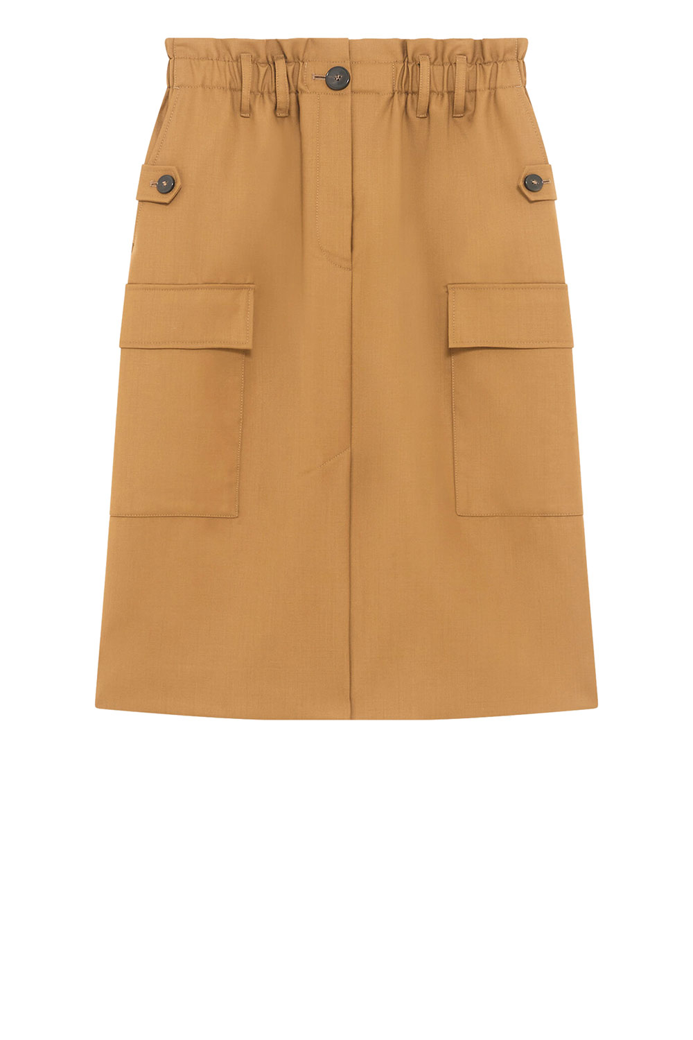 IRO Leren midi-rok Carrie camel