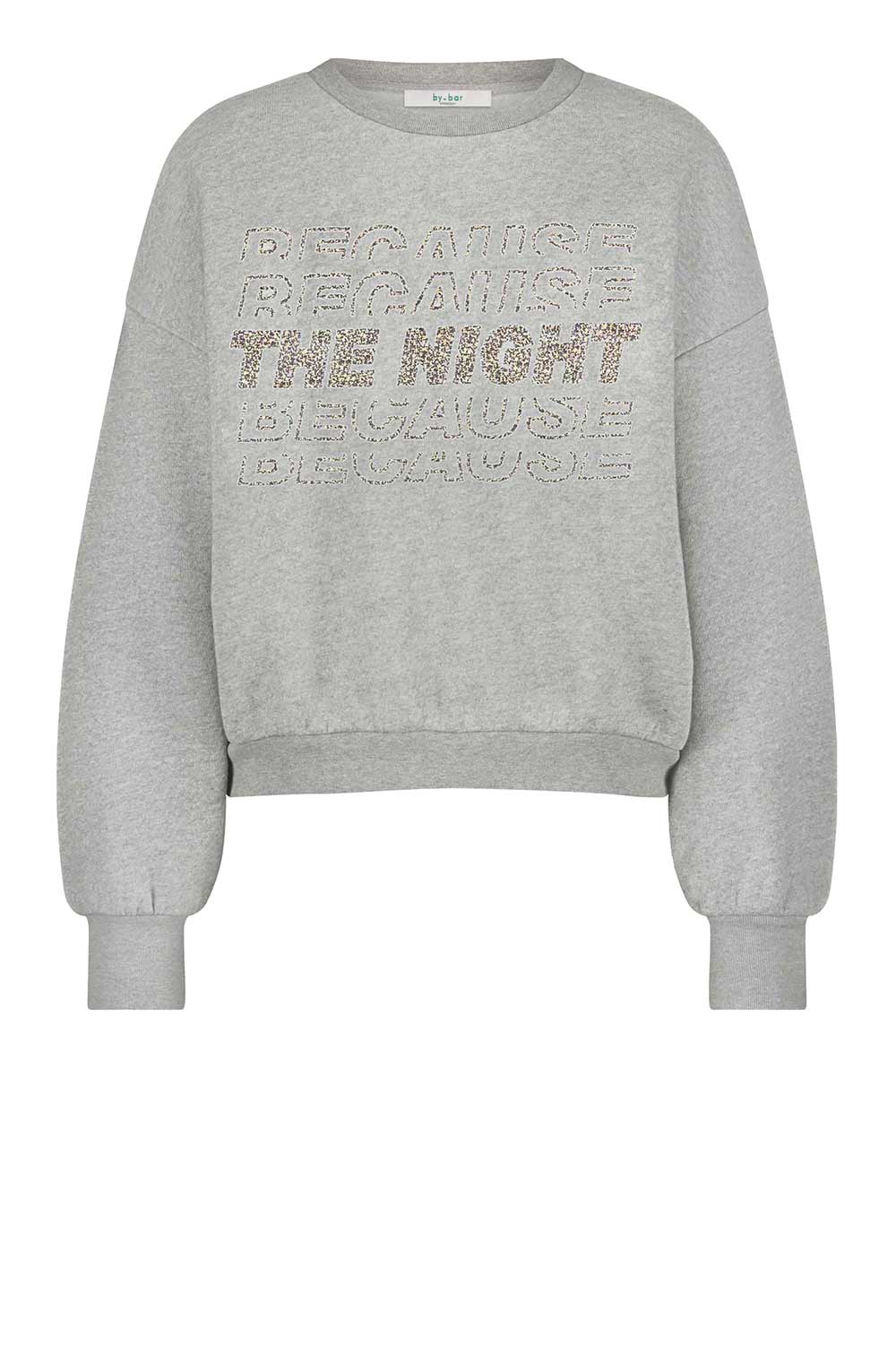 By-bar Sweater met print Bibi grijs