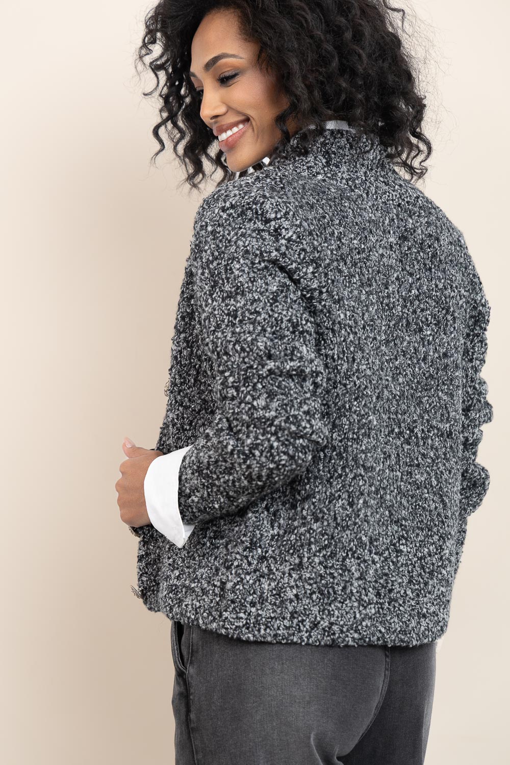 Bouclé cardigan Carla | black | ba&sh | Little Soho