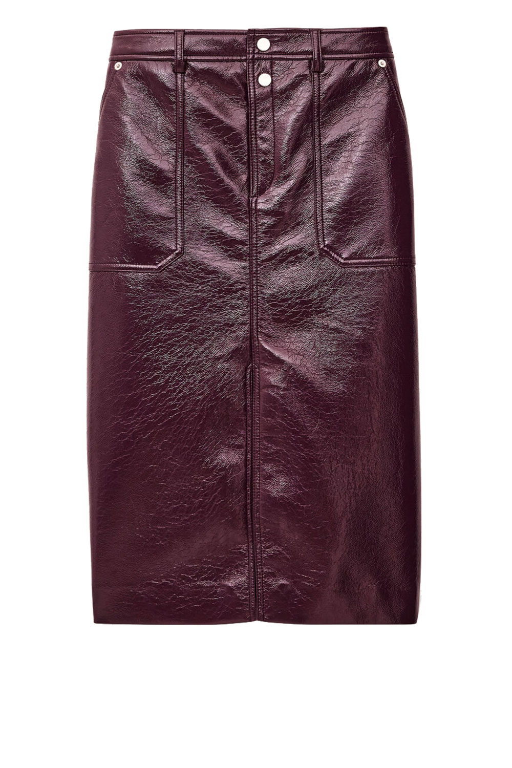 BA&SH Lakleren kokerrok Marylou bordeaux