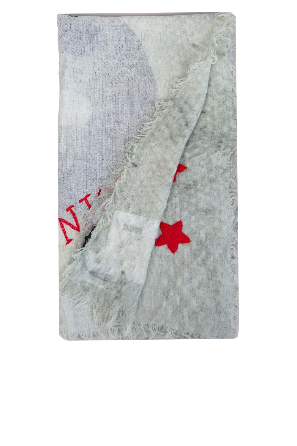 Moment in MAY Shawl met print Paris grijs