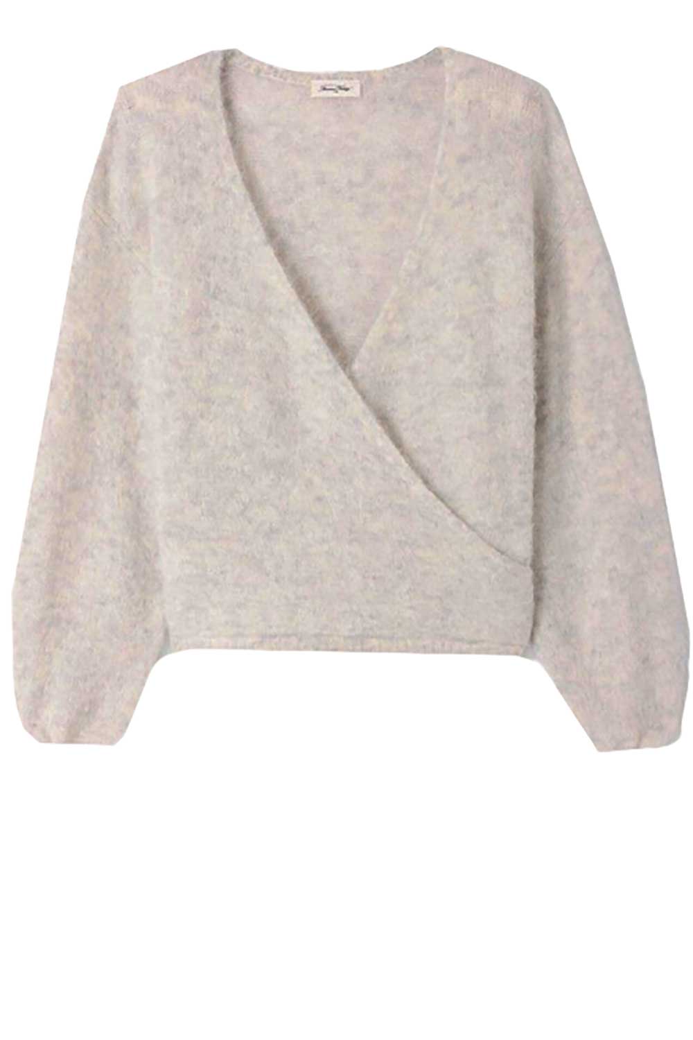 American vintage Alpaca trui met overslag Nuny grijs