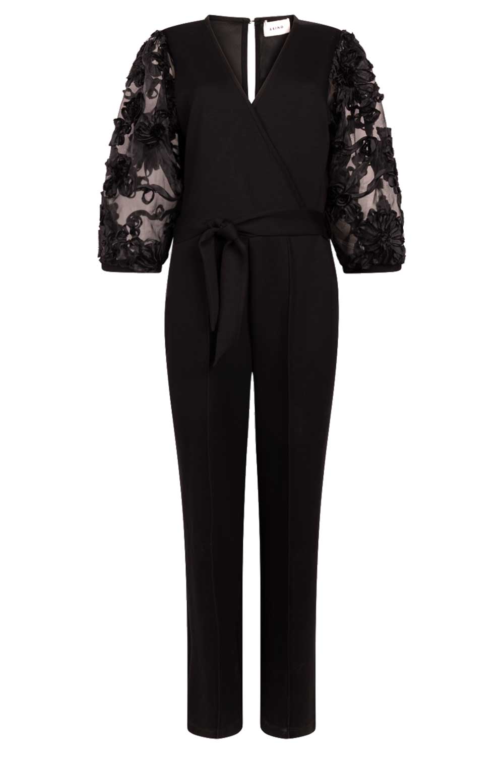 Aaiko Jumpsuit met geborduurde mouwen Lizeth zwart