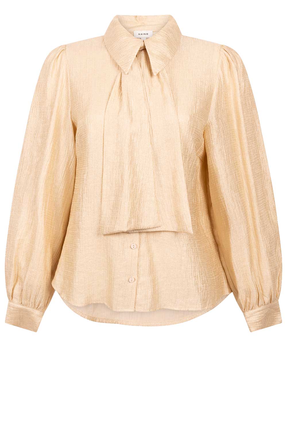 Aaiko Crinkle blouse met stropdas Veronne naturel