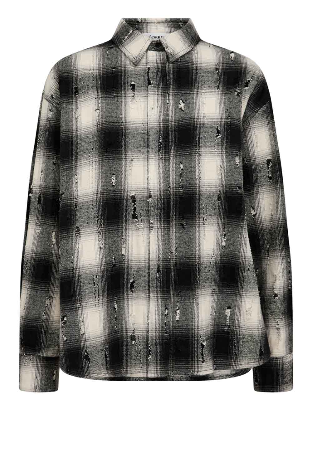 Co'Couture Geruite blouse Moby grijs