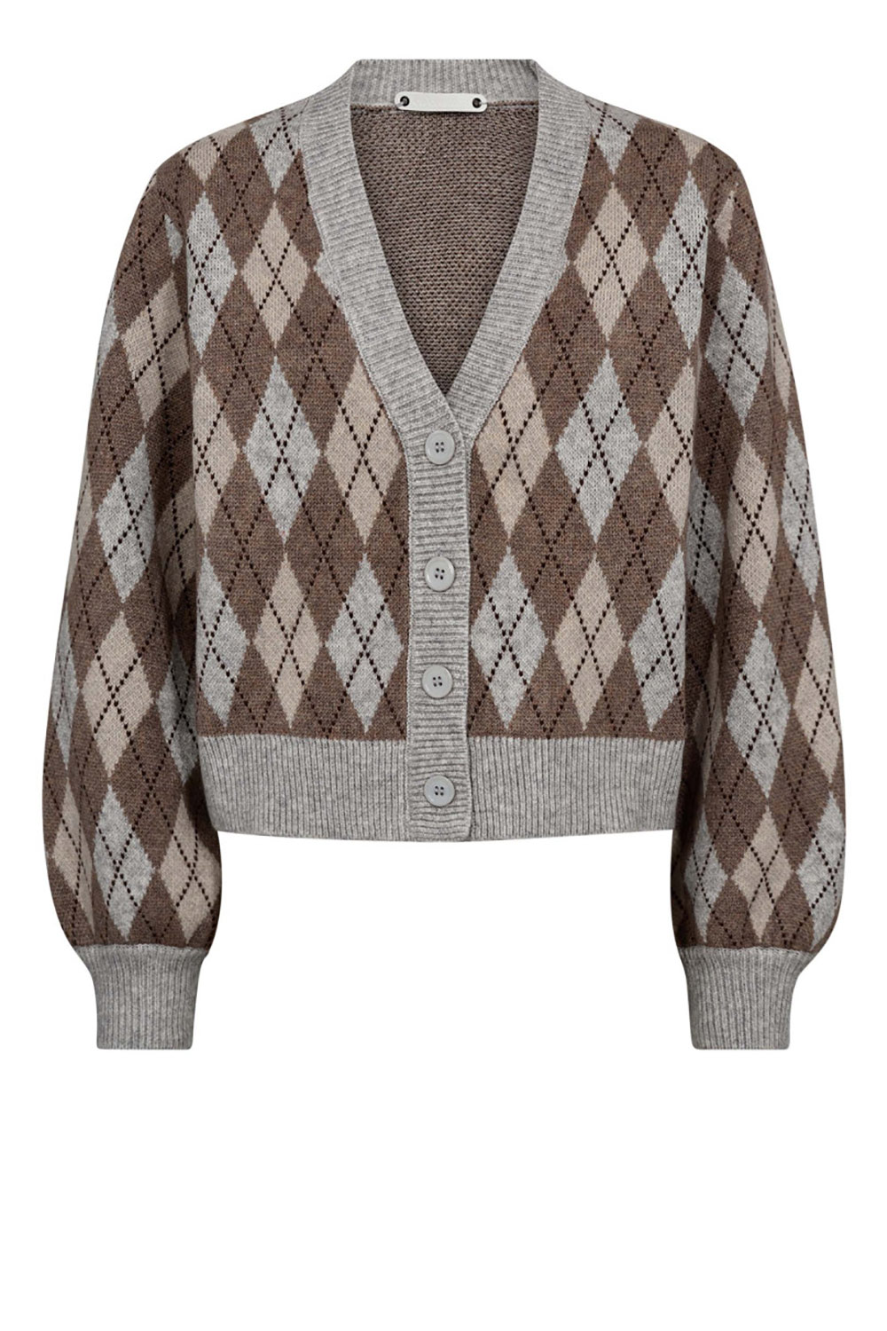 Co'Couture Geruit vest Row beige