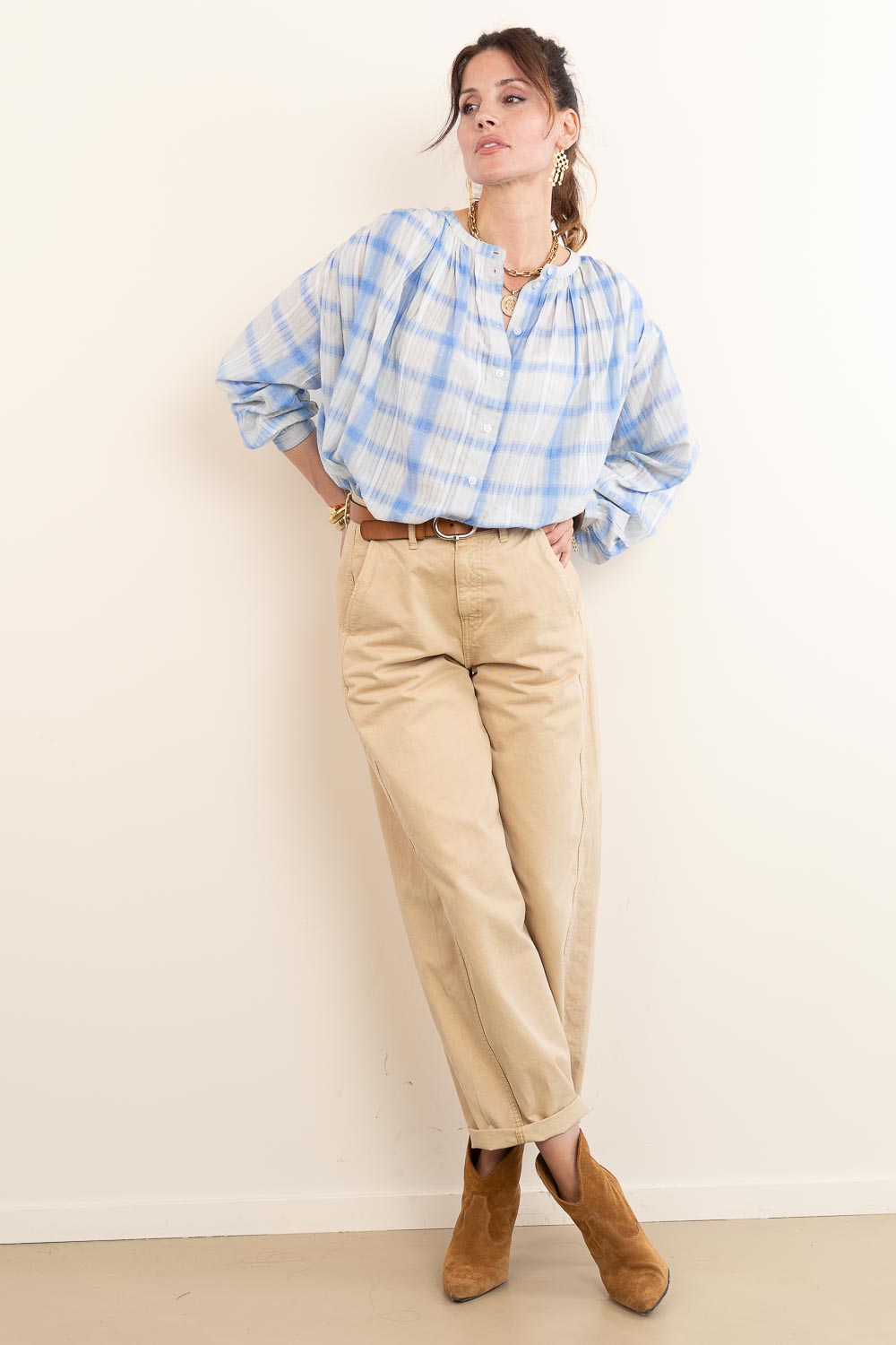 Look Checkered blouse Nyka