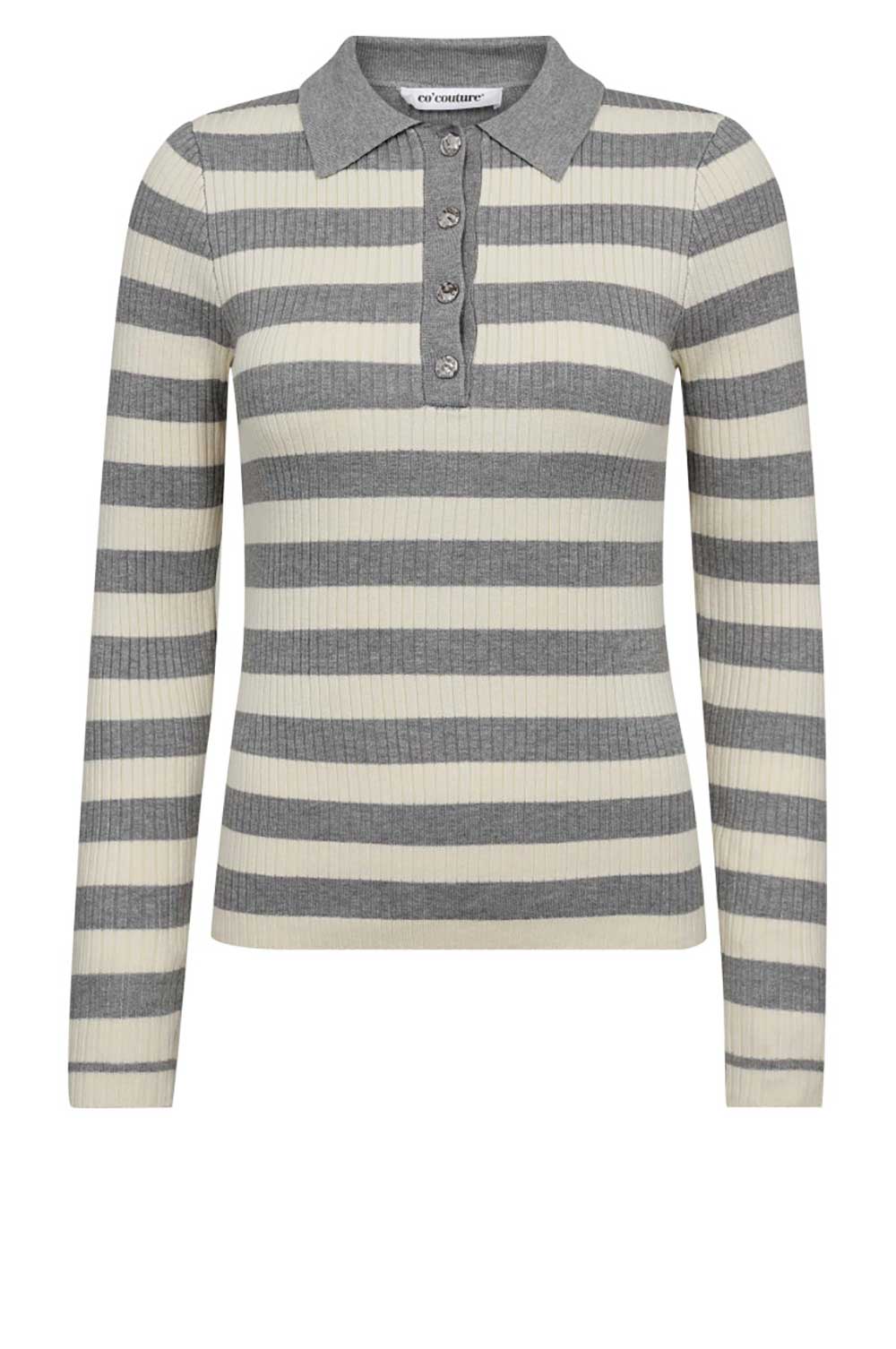 Co'Couture Gestreepte polo Bonny grijs