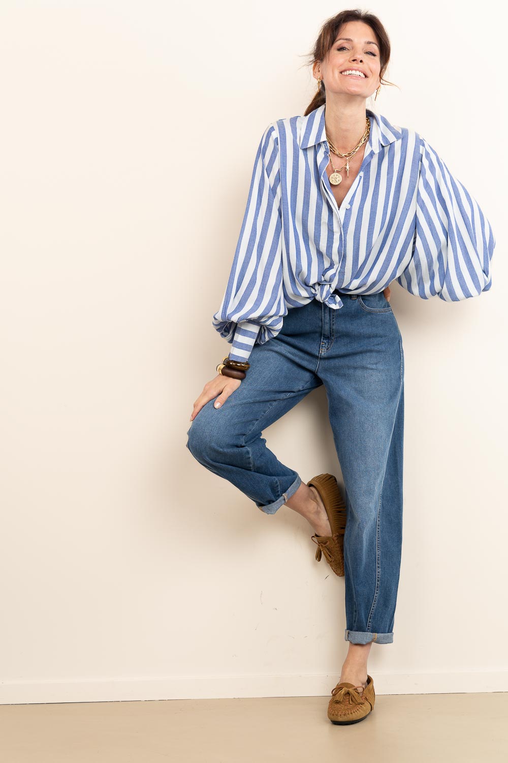 Look Striped blouse with balloon sleeves Thalita