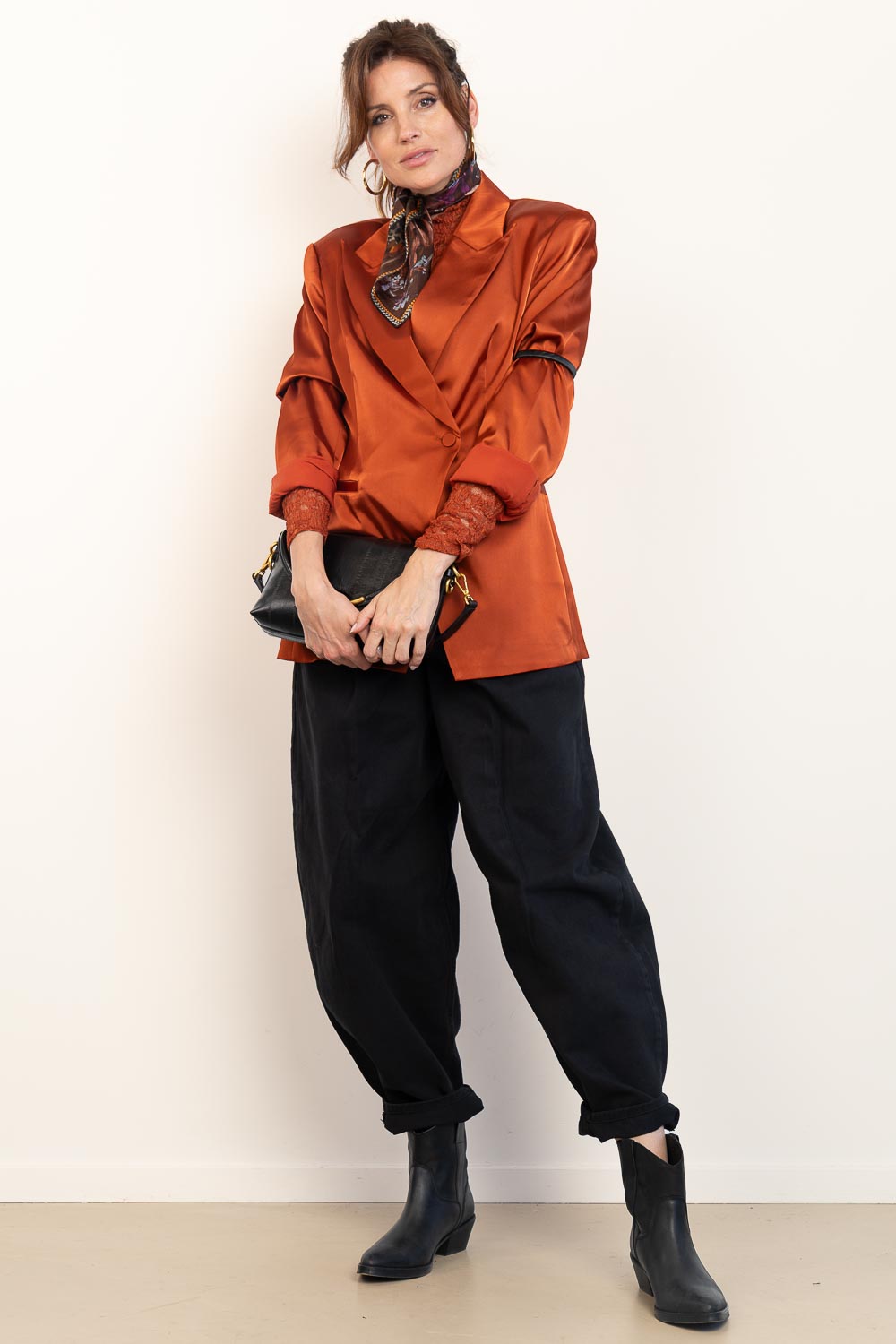 Look Satin fitted single breasted blazer Rush