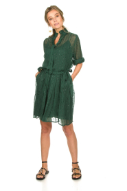 Munthe |  Dress with glitter stripes Net | green  | Picture 3