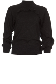 Glittertrui met ruches Nailah | zwart