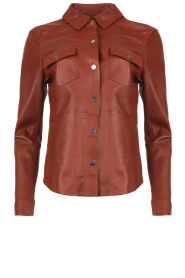 Ibana |  Leather blouse with puff sleeves Tenny | rusty red  | Picture 1