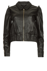 Ibana |  Leather jacket with shoulder details Jerza | black  | Picture 1