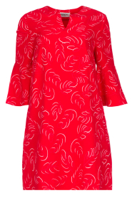 Essentiel Antwerp |  Dress with white leaf print Polkadots | red  | Picture 1