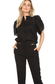 Copenhagen Muse |  Blouse with short puff sleeves Molly | black  | Picture 5