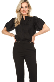Copenhagen Muse |  Blouse with short puff sleeves Molly | black  | Picture 2