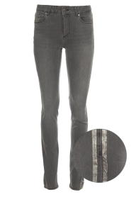 Set | Skinny jeans met metallic zijstrepen Isa | grijs  | Afbeelding 1